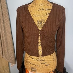 H&M Brown Button Up Cardigan Top